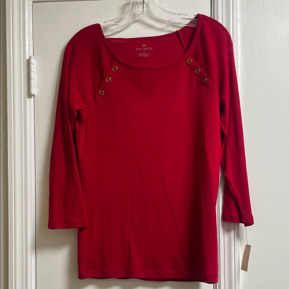 Talbots Vibrant Red Long Sleeve Top